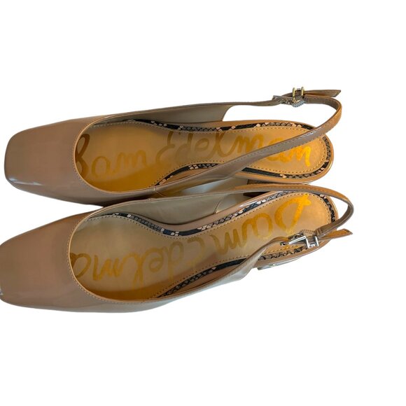 Sam Edelman Tamara Snip Toe Sling Back Block Heal Nude Shoes Women's Size 9.5 - Picture 7 of 9